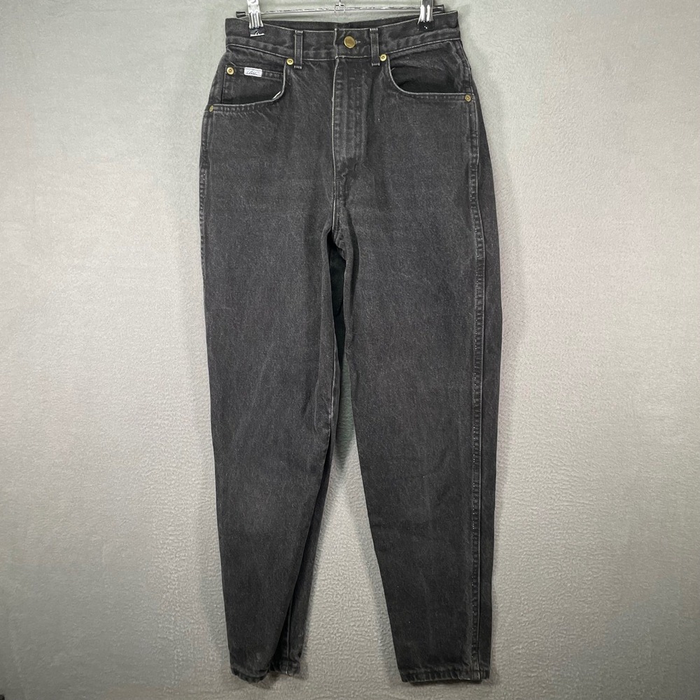 Vintage Chic Jeans Womens 10 Average Black Denim Made In USA High Rise Tapered